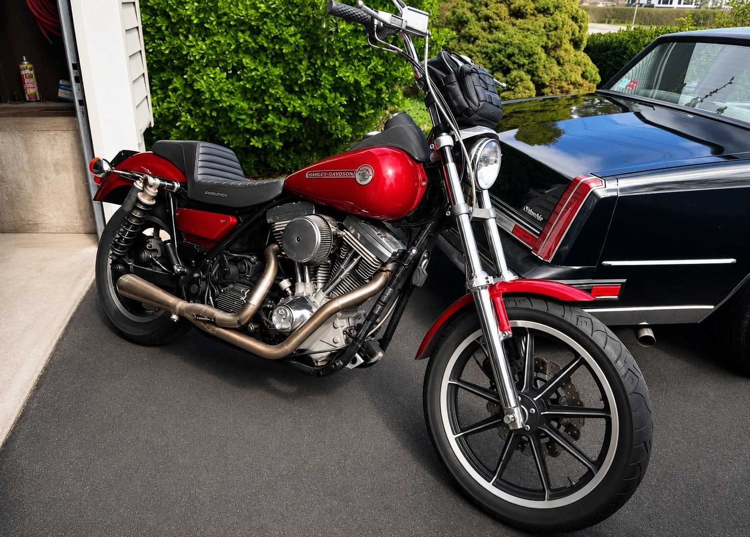 Red Harley-Davidson motorcycle after detailing service