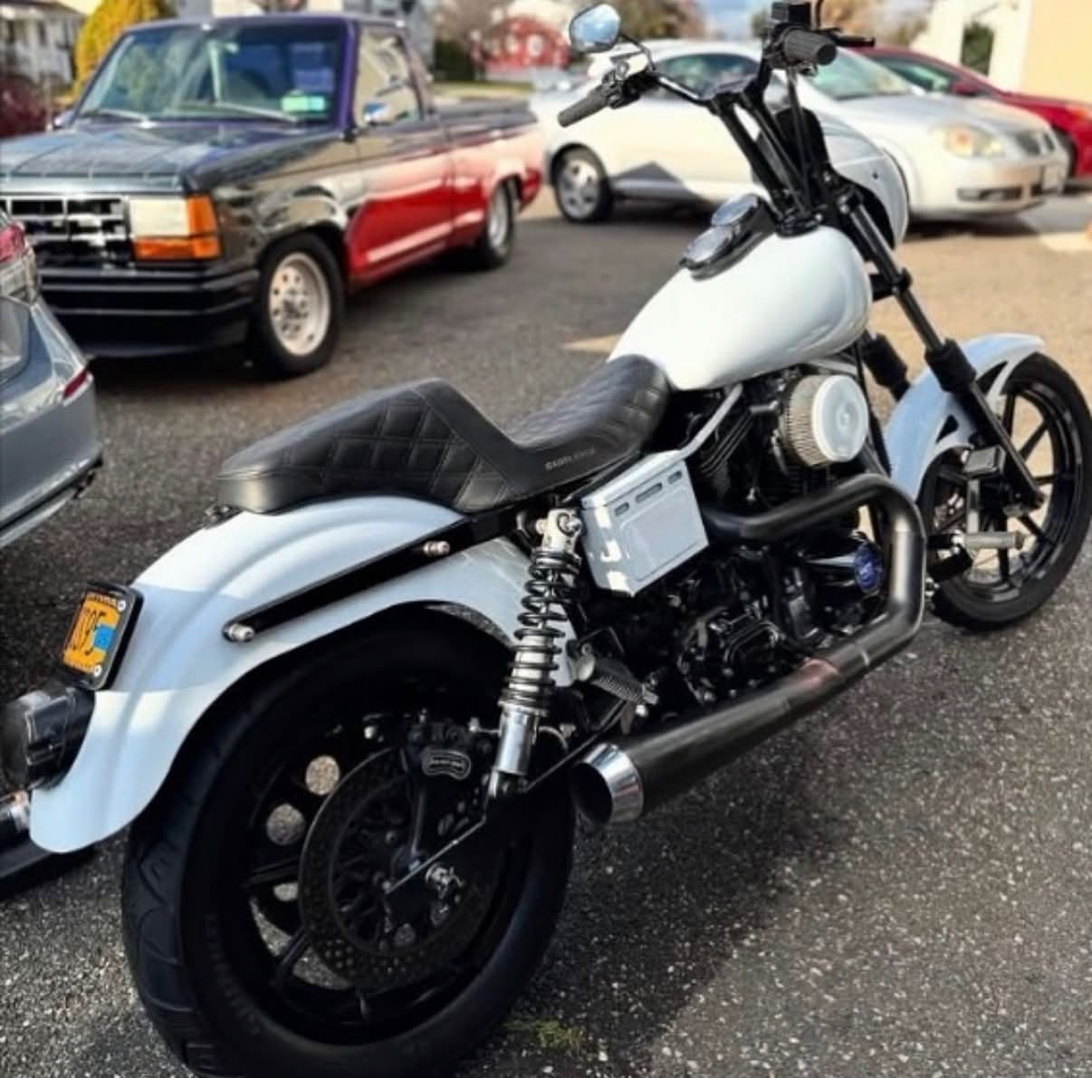 White motorcycle cleaned and detailed on location